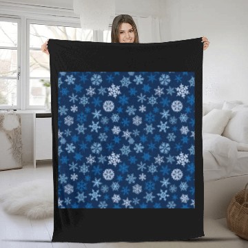 Discover Blue Snowflakes Pattern Fleece Blankets