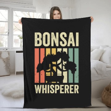 Discover Bonsai Whisperer Retro Vintage Tree Planting Gift Fleece Blankets