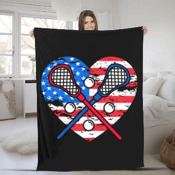 Discover Lacrosse US Flag Fleece Blankets