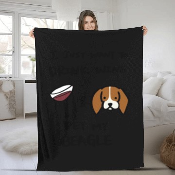 Discover I Just Want To Drink Wine Beagle Fleece Blankets