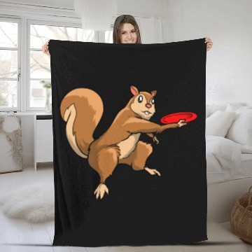 Discover Disc Golf Squirrel Fleece Blankets