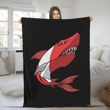 Discover Scuba Diver Red White Flag Shark Scuba Diving Fleece Blankets