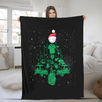 Discover Golfing Christmas Tree Fleece Blankets