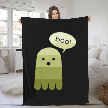 Discover Olive Green Boo Ghost Halloween Fleece Blankets