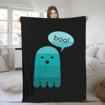 Discover Persian Green Boo Ghost Halloween Fleece Blankets