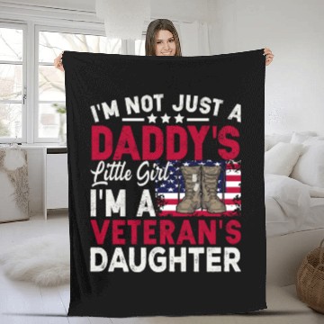 Discover US Veteran's Daughter Veterans Day Patriotic Ameri Fleece Blankets