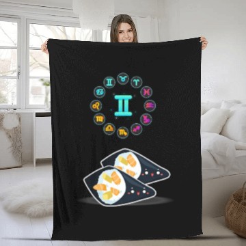 Discover Japanese Sushi Funny Gemini Zodiac Sushi Lover Pun Fleece Blankets