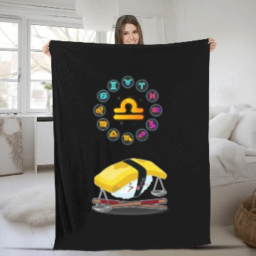Discover Japanese Sushi Funny Libra Zodiac Sushi Lover Pun Fleece Blankets