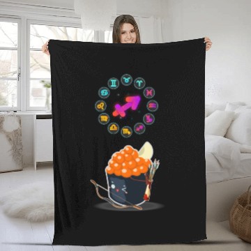 Discover Japanese Sushi Funny Sagittarius Zodiac Sushi Pun Fleece Blankets