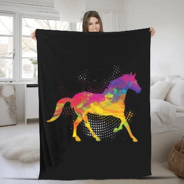 Discover Horse Lover Equestrian Horse Jockey Fan Polygon Fleece Blankets
