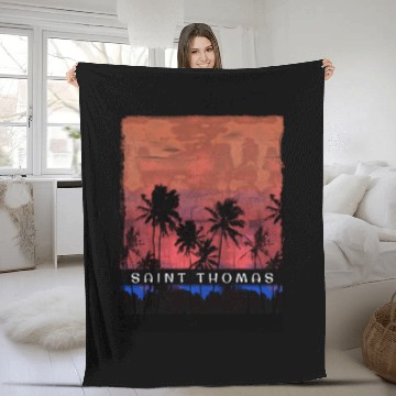 Discover Saint Thomas Caribbean Vacation Souvenir Palm Fleece Blankets