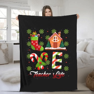 Discover Love Christmas Teacher Life Fleece Blankets
