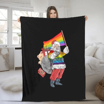 Discover LGBTQ Santa Claus Christmas Rainbow Fleece Blankets