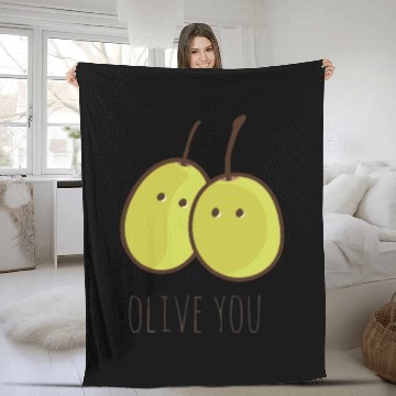 Discover I Love You (Olive You) cute Fleece Blankets