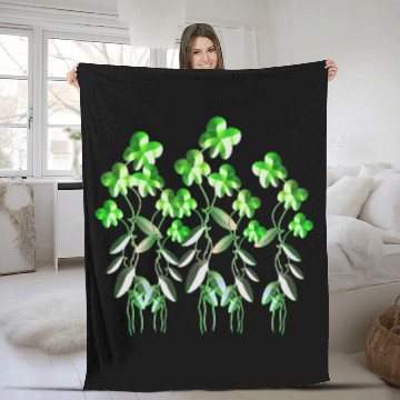 Discover green flowers icon glitter plants Fleece Blankets