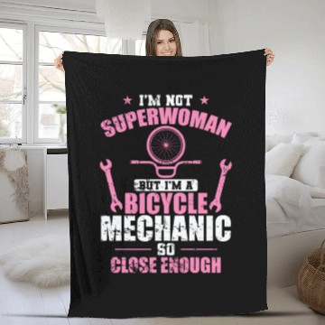 Discover I'm not a Superwoman I'm a Bicycle Mechanic Fleece Blankets