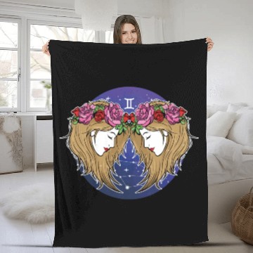 Discover Gemini Zodiac Sign Illustration Art Fleece Blankets