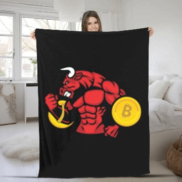Discover Bitcoin lover Bull BTC logo Crypto lover Hodl Fleece Blankets