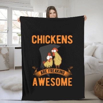 Discover Chickens Farmer Chicken Coop Fleece Blankets