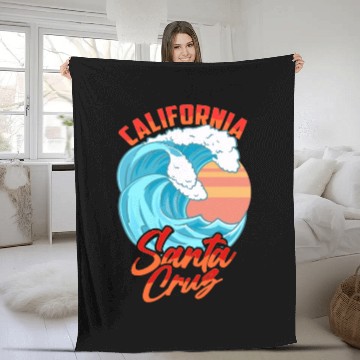 Discover Santa Cruz California Waves Surf Beach Fleece Blankets