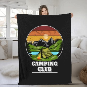 Discover Camping Clun, Tent, Camping Wilderness Fleece Blankets
