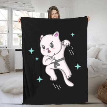 Discover Kawaii Cat Ninja Kitten Fighter Karate Fleece Blankets