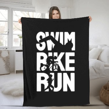 Discover Swim Bike Run Fleece Blankets