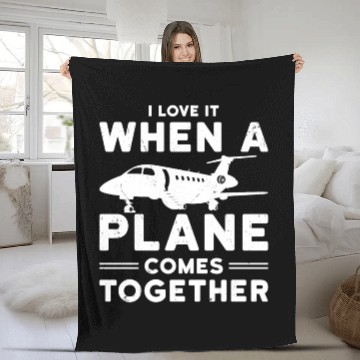 Discover Airline Pilot Plane Comes Together Aircraft Pun Fleece Blankets