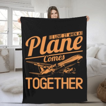 Discover Airline Pilot Plane Comes Together Aircraft Pun Fleece Blankets