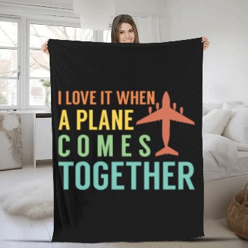 Discover Airline Pilot Plane Comes Together Aircraft Pun Fleece Blankets
