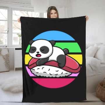 Discover Panda Sleeps On Sushi Fleece Blankets