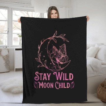 Discover Funny Stay Wild Moon Child Fleece Blankets