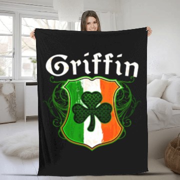 Discover Griffin Irish Surname Ireland Flag Shield Shamrock Fleece Blankets