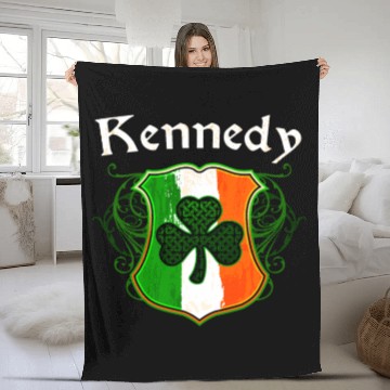 Discover Kennedy Irish Surname Ireland Flag Shield Shamrock Fleece Blankets