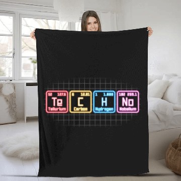 Discover Techno Electronic Music Periodic Table Dj Fleece Blankets