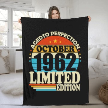 Discover October 1962 Vintage Retro Birthday Gift Fleece Blankets