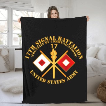 Discover Army 17th Signal Battalion w Unit Number Branch Fleece Blankets