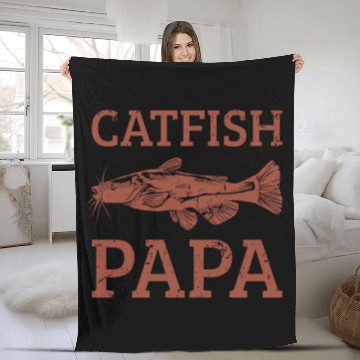Discover Catfish Papa Fishing Catfishing Fleece Blankets
