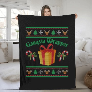 Discover Gangsta Wrapper Christmas Candy Canes Fleece Blankets