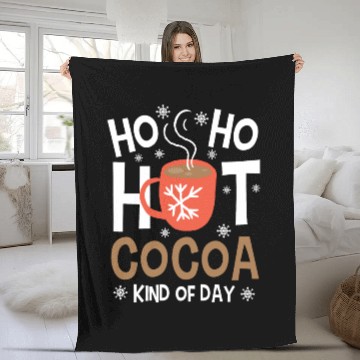 Discover Christmas Funny Ho Ho Hot Cocoa Xmas Holiday Gift Fleece Blankets