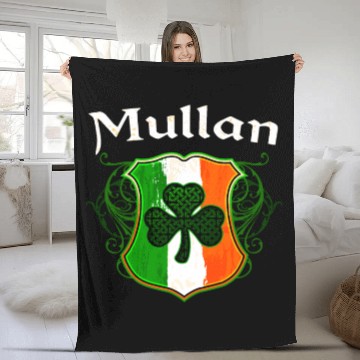 Discover Mullan Irish Surname Ireland Flag Shield Shamrock Fleece Blankets