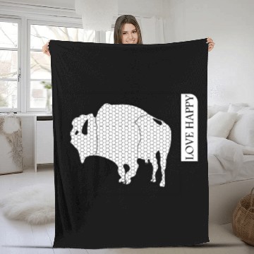 Discover BUFFALO LOVE HAPPY Fleece Blankets