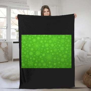 Discover Abstract Green Snowflakes Pattern Fleece Blankets
