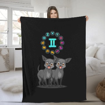 Discover Funny Dog Lover Horoscope Gemini Zodiac Sign Cool Fleece Blankets