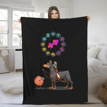 Discover Funny Dog Lover Horoscope Sagittarius Zodiac Sign Fleece Blankets