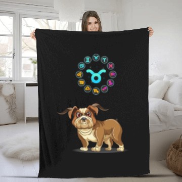 Discover Funny Dog Lover Horoscope Taurus Zodiac Sign Cool Fleece Blankets