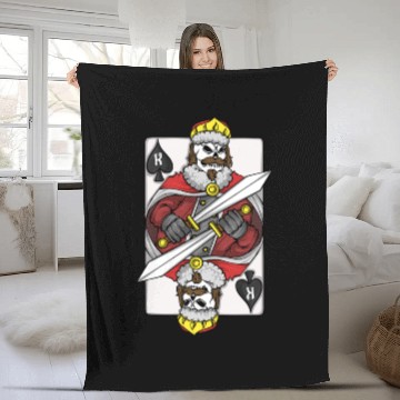 Discover Poker Player King Poker Card Skeleton Gambler Fleece Blankets