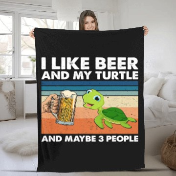 Discover Halloween Retro I Like Beer My Turtle and Maybe 7 Fleece Blankets