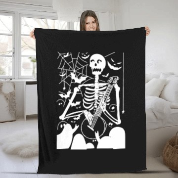 Discover Illustrative skeleton guitar player halloween Fleece Blankets