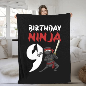 Discover Birthday Party 9 Years Old Japanese Ninja Birthday Fleece Blankets